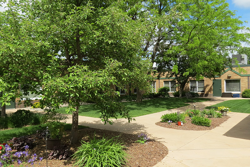 Auburn Manor exterior garden area